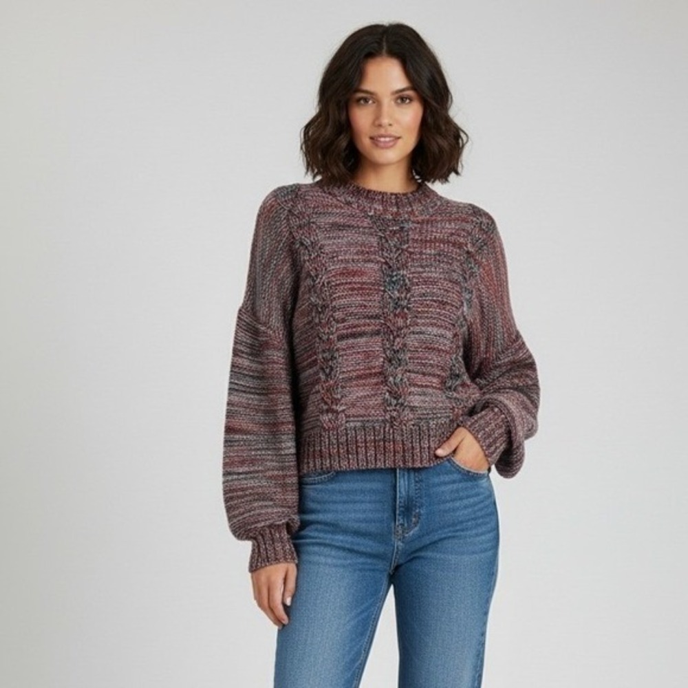 Stine Goya Gio Knitwear Sweater Womens XL Multicolor Cable Knit Alpaca Wool Blen